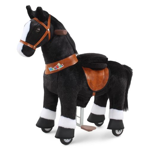 WondeRides Spielpferd zum Reiten für Kinder Plüschtier Reitpferd auf Rollen (Schwarz / Größe 3 für Alter 3-5) Pferd mit Rollen Plüsc - M347
