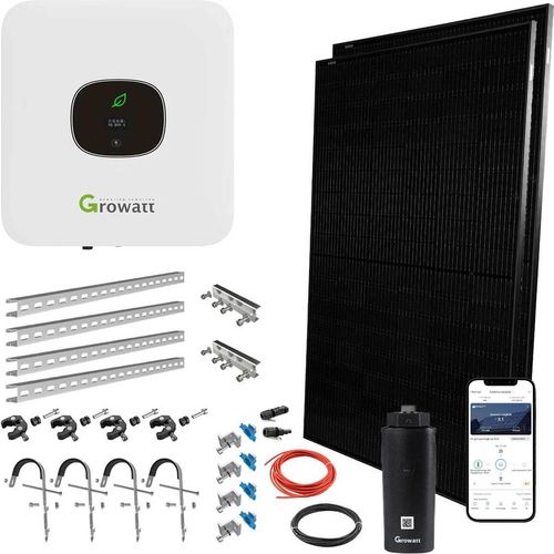 Balkonkraftwerk MIC 800 0,8kW mit 800W Solarpanel, Halterungen, Wifi-Stick, Growatt