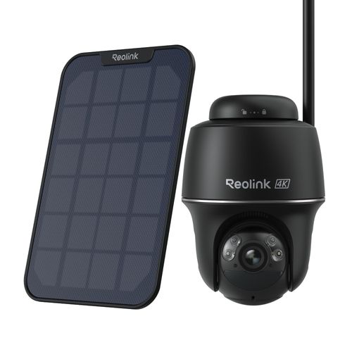 Reolink Argus PT Ultra + Solarpanel, 4K 8MP Akku Überwachungskamera Aussen, 2,4/5GHz WiFi, Pan & Tilt, Farbnachtsicht, Smarte Erkennung, Schwarz