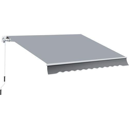 Markise, 3,95 x 2,45 m, Sonnenschutz, einfahrbar, mit Handkurbel, Metallrahmen, Polyester, Grau/Weiß