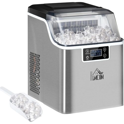 Eiswürfelmaschine Eiswürfelspender Ice-Maker 20kg/24h 2,3L Eiswürfelbereiter mit 3,2 L Wassertank, Silber