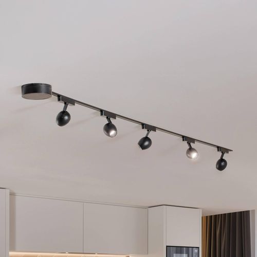 Schienensystem Lumaro, Spots,5-flg.,schwarz,Ø6cm,48V,dimmbar