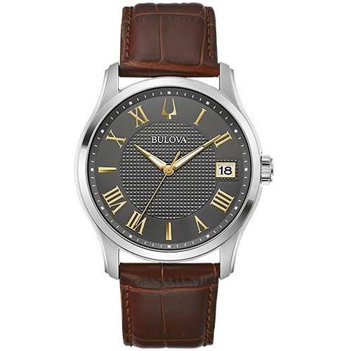 Bulova Quarzuhr, Armbanduhr, Herrenuhr, Damenuhr, Lederarmband, Datum