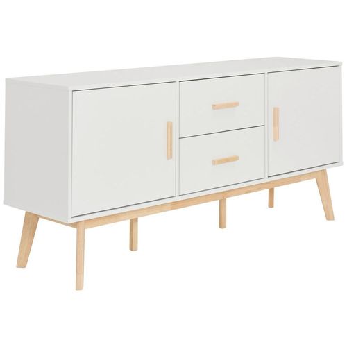 Mid.you Sideboard , Natur, Weiß , Holz , Kautschukholz,Kautschukholz , massiv , 4 Fächer , 2 Schubladen , 160x72x40 cm , Bsci , Holzmöbel, Kleinmöbel