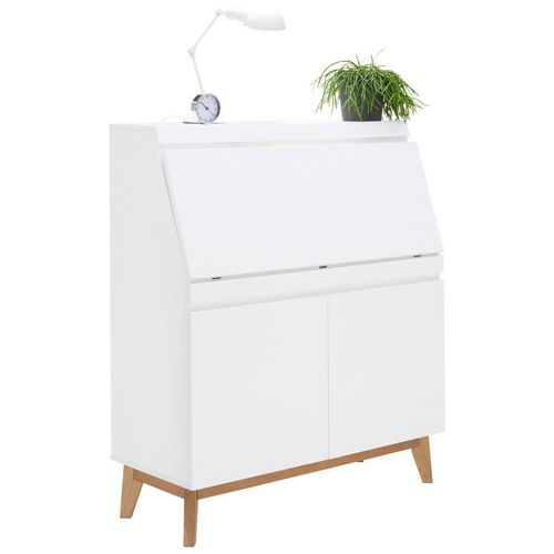 Novel Sekretär , Weiß, Eiche , Holzwerkstoff , Eiche , massiv , 96.7x115x40.5 cm , Arbeitszimmer, Schreibtische, Sekretäre