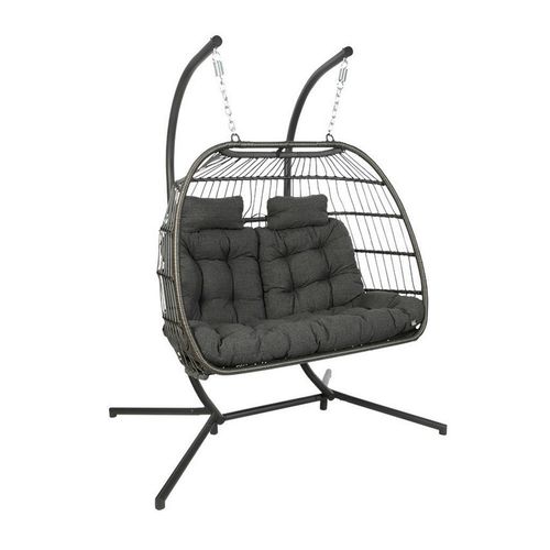 Xxxl Hängesessel , Anthrazit, Grau , Textil , 152x198x117 cm , wetterbeständig, rostfrei , Gartenmöbel, Hängesessel