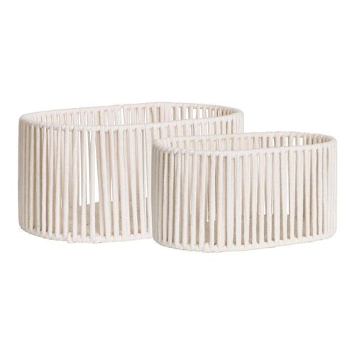 Xxxl Korbset , Weiß , Metall, Textil , 2-teilig , oval , Spielzeug, Spielzeugkisten