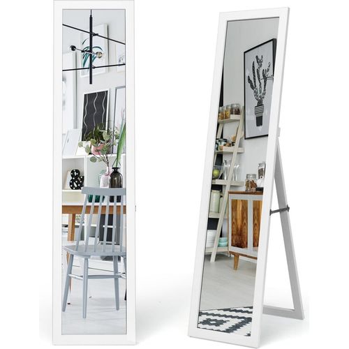 2 in 1 Ganzkörper-Spiegel Ganzkörperspiegel mit Holzrahmen 37 x 155 cm Weiß