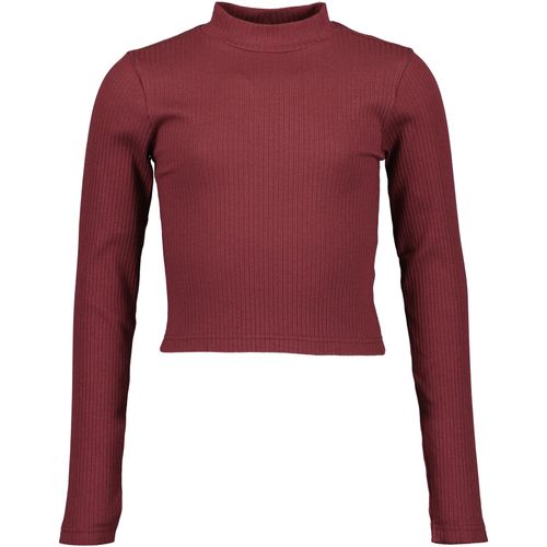 Langarmshirt BLUE SEVEN, Mädchen, Gr. 164, lila (aubergine), Rippware, Obermaterial: 50% Modal, 45% Baumwolle, 5% Elasthan, unifarben, regular fit taillenlang, Rundhals, abgesteppte Kante, Shirts, cropped und mit Stehkragen