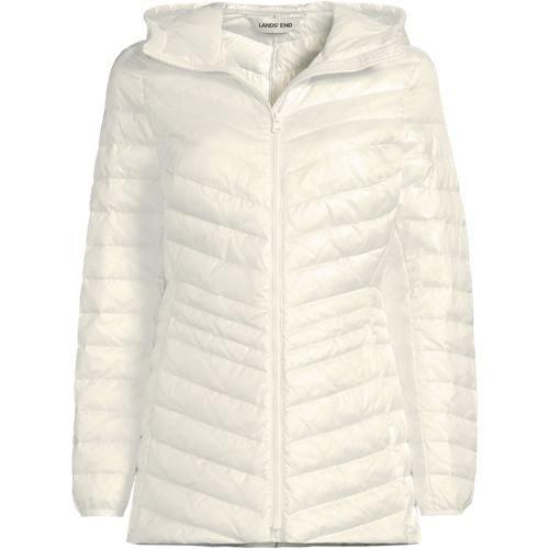 Daunenjacke WANDERWEIGHT Verstaubar Ultraleicht mit Kapuze, Damen,  Weiß, Nylon/Daunen, by Lands' End