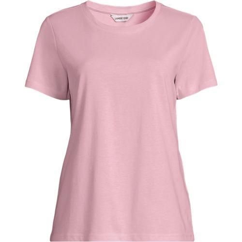 Supima T-Shirt mit Rundhalsausschnitt, Damen,  Pink, Baumwolle, by Lands' End