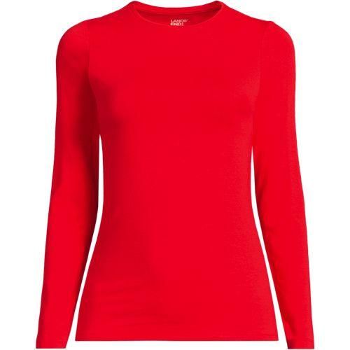 Shirt aus Baumwolle/Modal-Mix mit Rundausschnitt, Damen,  Rot, Baumwolle Modal, by Lands' End