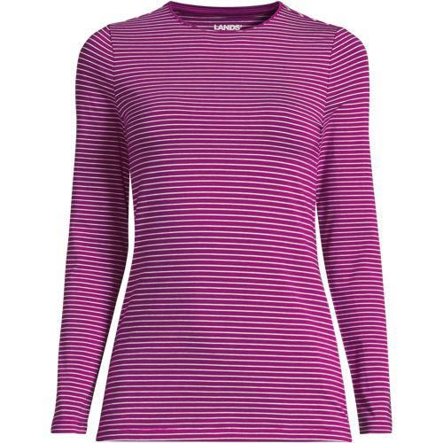 Shirt aus Baumwolle/Modal-Mix mit Rundausschnitt, Damen,  Pink, Elasthan/Baumwolle Modal, by Lands' End