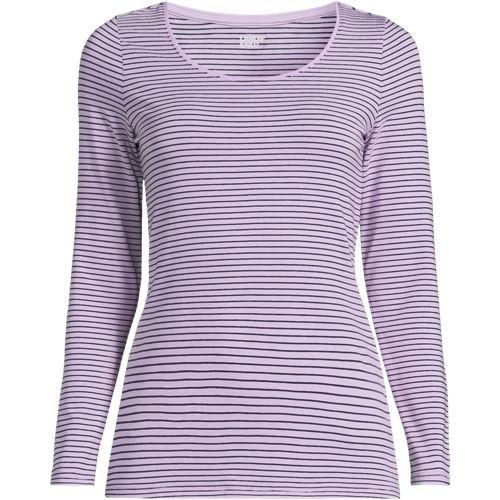 Baumwolle/Modal-Shirt mit Ballett-Ausschnitt, Damen,  Lila, Baumwolle Modal, by Lands' End