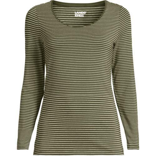 Baumwolle/Modal-Shirt mit Ballett-Ausschnitt, Damen,  Grün, Baumwolle Modal, by Lands' End