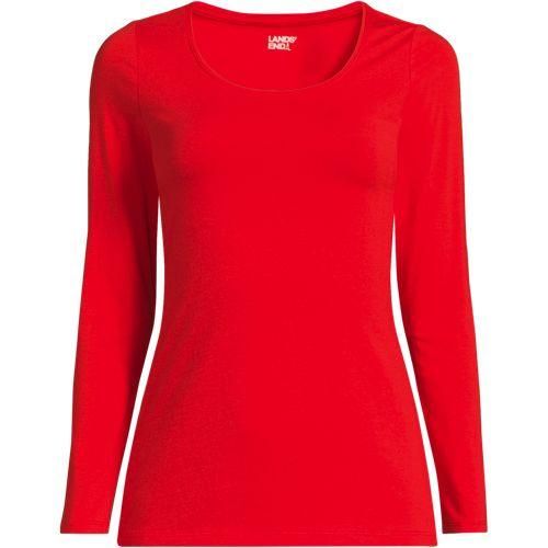 Baumwolle/Modal-Shirt mit Ballett-Ausschnitt, Damen,  Rot, Baumwolle Modal, by Lands' End