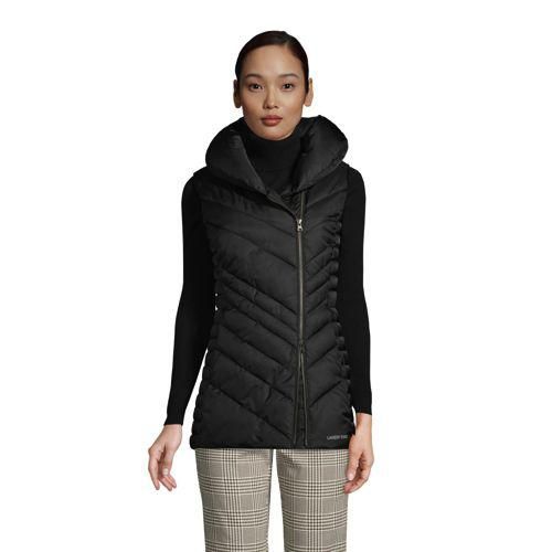 Steppweste THERMOPLUME mit Webpelzfutter, Damen,  Schwarz, Polyester, by Lands' End