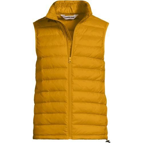 Ultraleichte verstaubare Wanderweight-Daunenweste, Herren,  Gelb, Polyester/Nylon/Daunen, by Lands' End