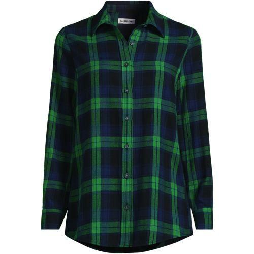 Boyfriend-Bluse aus Flanell, Damen,  Grün, Baumwolle, by Lands' End