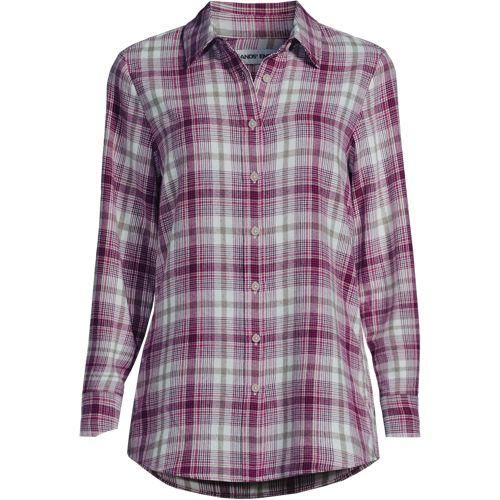 Boyfriend-Bluse aus Flanell, Damen, Weiß, Baumwolle, by Lands' End