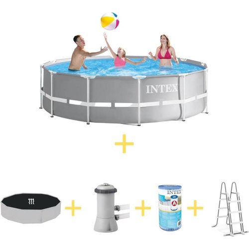 Intex Prism Frame Pool - 366 x 99 cm - Inklusive Solarsegel, Filterpumpe, Filter & Poolleiter