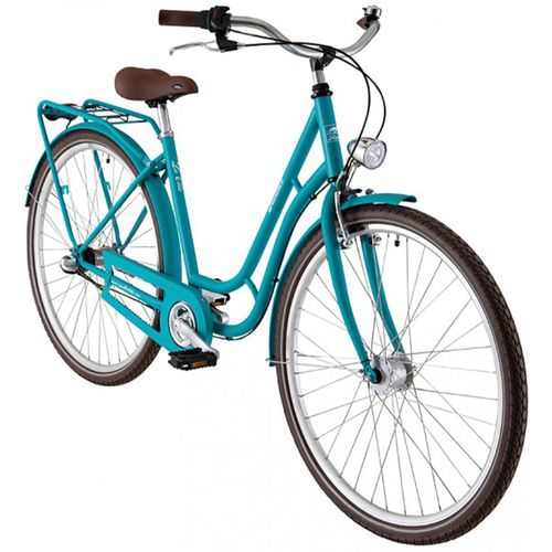 Panther Lavita 28 Zoll Damenfahrrad mit Licht mit Gepäckträger Retro Vintage Tourenrad Cityrad 3 Gänge Fahrrad Damenrad StVZO, Farbe:türkis, Rahmengröße:53 cm