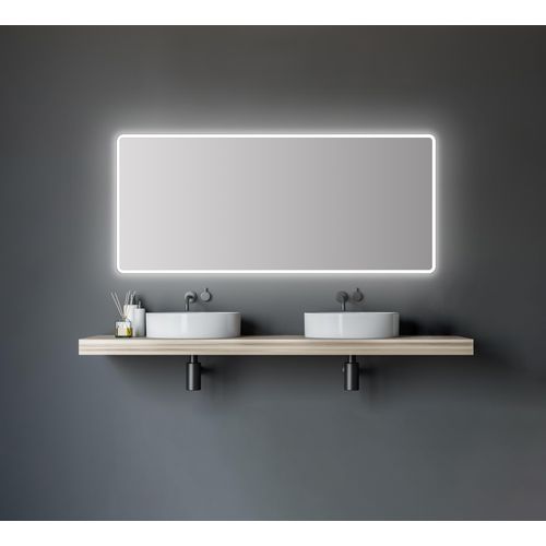 Badezimmerspiegel mit Beleuchtung TALOS Moon LED Badspiegel 160x70 cm - feuchtraumgeeignet durch Aluminiumrahmen - Licht-Farbe Neutralweiß