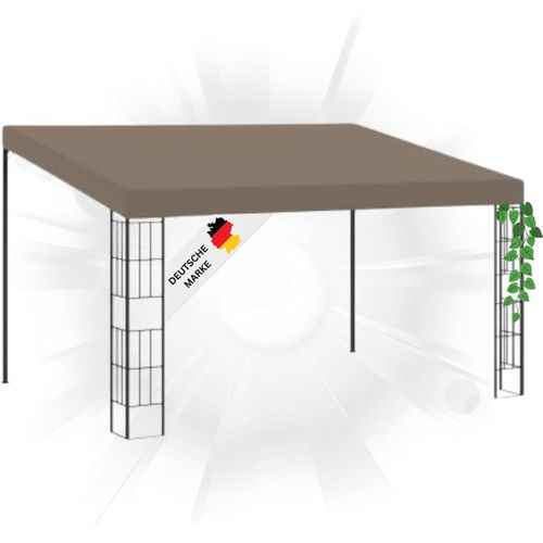 DELUKE® Gartenpavillon Pergola LYMP | 4x3 m Taupe Stoff | Terrassenüberdachung Garten Pavillon Rankhilfe Sonnenschutz Gartenpergola Gartenpavillon mit Sonnendach