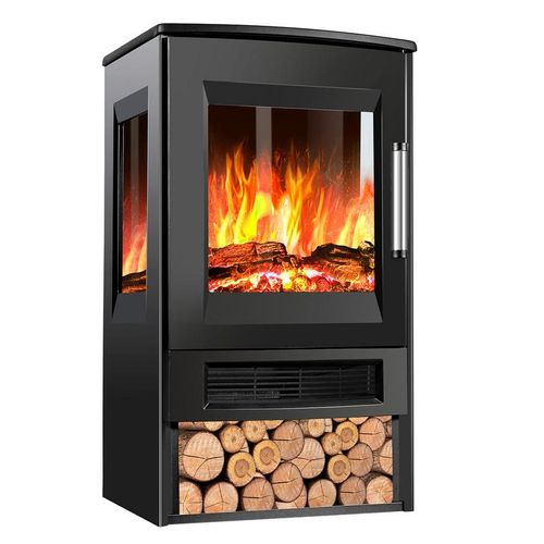 Elektrokamin 900W/1800W Standkamin mit Heizung Heizlüfter Fernbedienung LED-Flammeneffekt