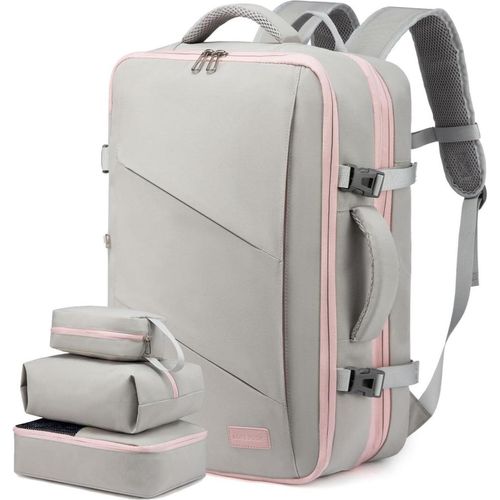 LOVEVOOK Business Laptop Rucksack 17 Zoll Handgepäck Flugzeug Grau-Rosa