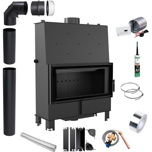 Wasser Kamin Einsatz KRATKI LUCY 20kW Ø200 schwarz Montage Set