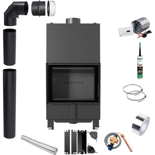 Wasser Kamin KRATKI LUCY 12kW Ø200 schwarz ECO Montageset