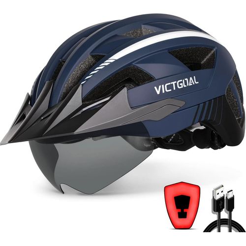 VICTGOAL Fahrradhelm Herren Damen MTB Helm mit Abnehmbarer Magnetische Schutzbrille Visier Atmungsaktiv 21 Belüftungskanäle Radhelm Einstellbare