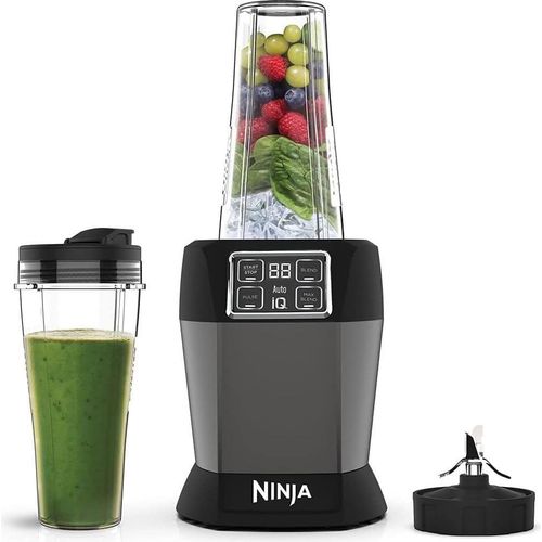 Ninja Mixer mit 2 Programmen: Mixen & Max Mixen, Impulsfunktion, 2x 700ml Becher Ausgussdeckel, 1000W, spülmaschinenfest, Smoothie Maker, Auto-iQ,