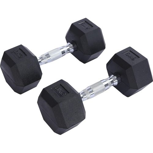 Endloses Paar 6 kg (2 * 13 lb) Sechseck -Gummi -Gummi -Hantel | Schwarzes Material: Iron Perfect Bodybuilding, Fitness, Gewichtshebe Training zu Hause
