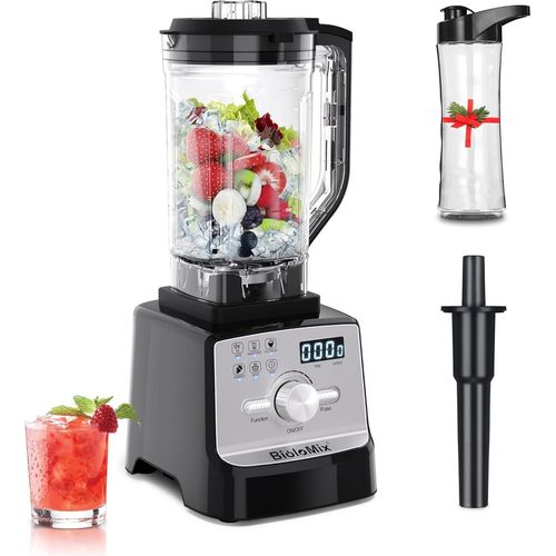 BioloMix Hochleistungsmixer 2200 W,Selbstreinigungsfunktion,Standmixer 2L Behälter und 600ml Reisebecher BPA frei.Smoothie Mixer (T5900, Schwarz)