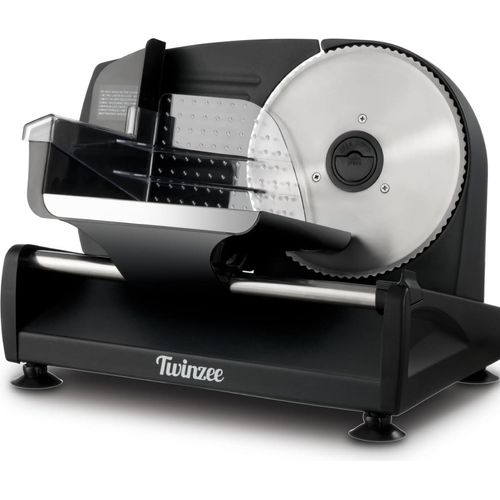 Elektrischer Allesschneider Edelstahl - Verstellbare Küchenmaschine 0 bis 15mm 2 Klingen Wurstschneidemaschine Brotschneidemaschine,