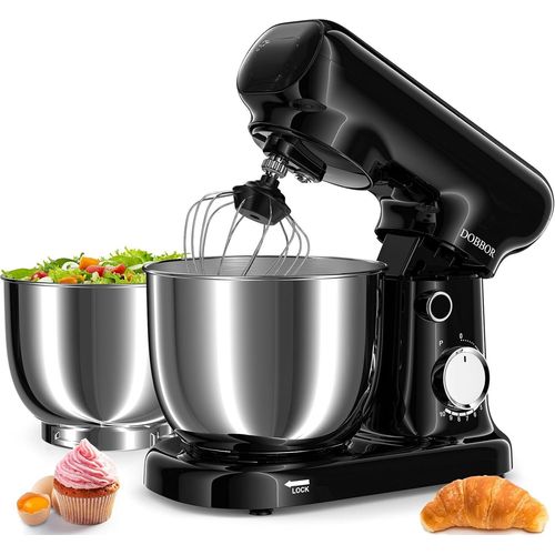 Küchenmaschine Knetmaschine Mit 2.5L+3L Dual-Schalen, 10-Gang-Elektro-Freischneider 1500w - Inklusive Ei-Schlag, Teigschnecke & Flachschaber FüR