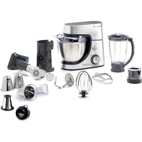 Moulinex Küchenmaschine, 1100 W, Backset, Mixer, Gemüseschneider mit Zubehör für Mazedonien, Fleischwolf, Mini Zerkleinerer, Masterchef Gourmet