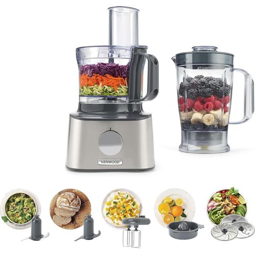 Kenwood MultiPro Compact FDM301SS – Kompakt-Küchenmaschine, 2,1 Liter, leistungsstarker Küchenhelfer mit Acryl-Mixaufsatz, Zitruspresse & weiterem