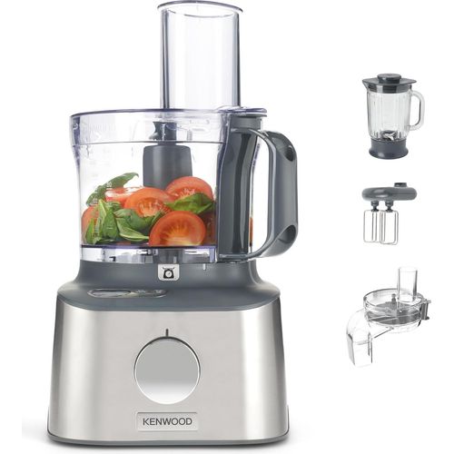 Kenwood Multipro Compact+ FDM315SS Kompakt-Küchenmaschine, 2,1 Liter, Integrierte Waage, Edelstahl Messer, 4 Arbeitsscheiben und 5 weitere