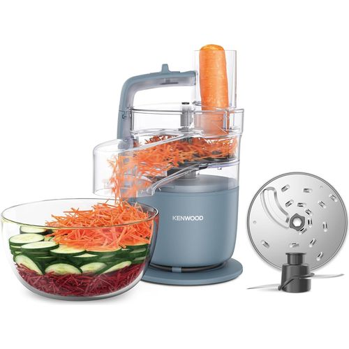 Kenwood MultiPro Go FDP22.130GY, Kompakt-Küchenmaschine nur 30cm hoch, zum Schneiden, Reiben, Pürieren und Teig Kneten, Express-Serve, 1,3 l