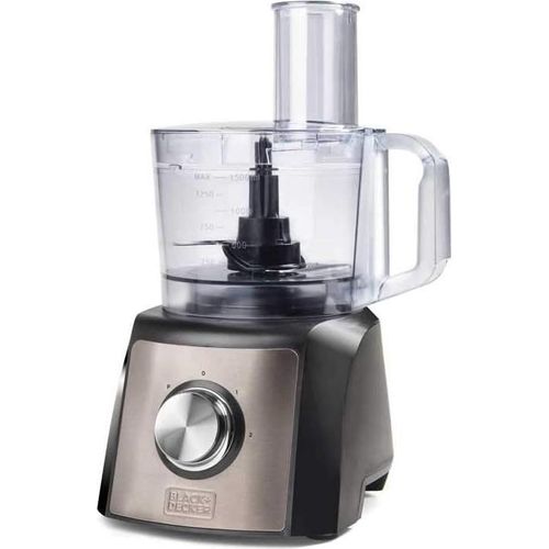 BLACK+DECKER BXFPA1200E - Küchenmaschine, 1.200W, Behälter 1,5l, 2 Geschwindigkeitsstufen/Turbofunktion, 8 Zubehörteile, Anti-Fingerprint,