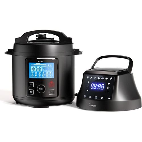 2-in-1-Küchenmaschine, Foodie Pot programmierbarer Kochtopf und Fritteuse ohne Öl, Fryer Lid, 9 Haushaltsgeräte in 1, Fassungsvermögen 6 l, 1300 W, 3