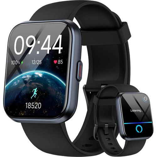 Smartwatch Men Women 1.8 Inch Fitness Watch mit Telefonfunktion Alexa 110 Sportmodi Herzfrequenz Schlafmonitor IP68 Wasserdicht iOS Android