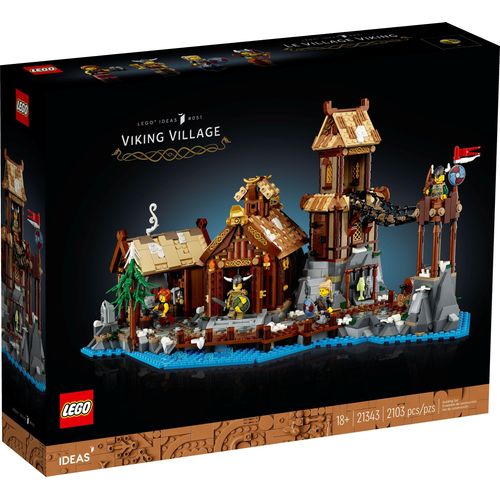 LEGO® Ideas – Wikingerdorf Authentisches Wikinger-Set mit Häusern, Minifiguren & Zubehör | Bauprojekt & Deko für Erwachsene - 21343 2103 Teile