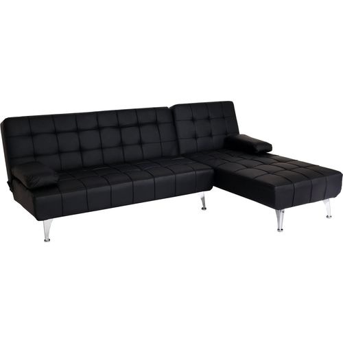 Schlafsofa HWC-K22, Couch Ecksofa Sofa, Liegefläche links/rechts Schlaffunktion 236cm Kunstleder schwarz