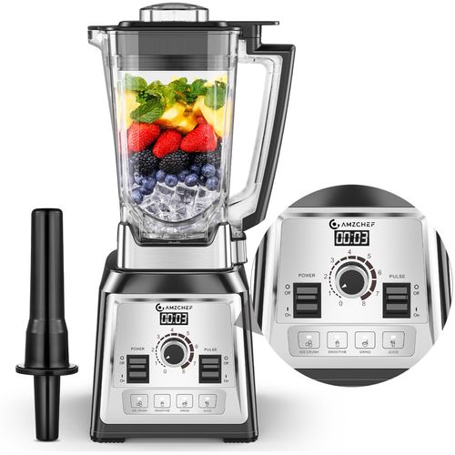 AMZCHEF Standmixer, 2000W Hochleistungsmixer, Smoothie Maker Mixer - 4 Vorprogramme - 8 Geschwindigkeiten - 8 Scharfe Klingen für 3D-Montage - 2 L
