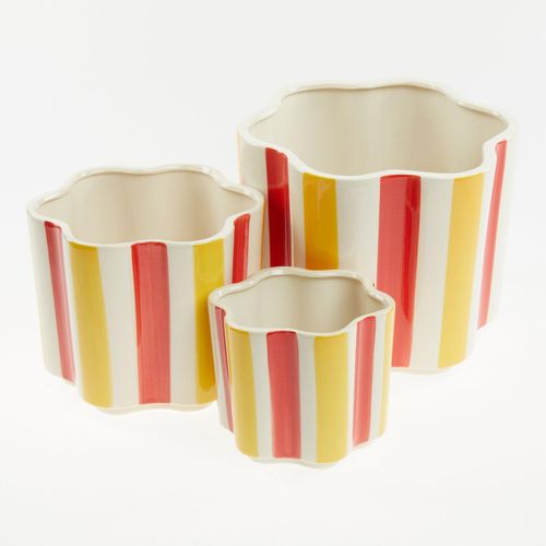 Großer mehrfarbiger Blumentopf mit Muster