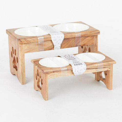 Großer Doppelnapf aus Holz